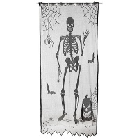 Zwarte kanten deurdecoratie met Skelet 2,10 x 1,00 m