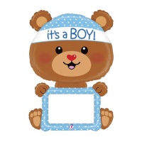 Babybeer silhouet ballon met bericht en aanpasbaar bord van 122 cm - Grabo