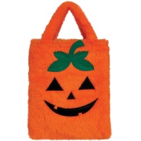 Pompoen pluche tas van 23 x 19 cm