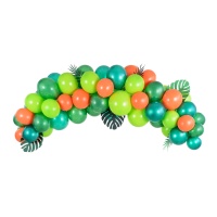 Slinger van groene en oranje ballonnen van 2 m - PartyDeco - 61 stuks