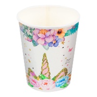 Eenhoorn Bloemen en Goud Bekers - 8 stuks