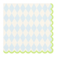 Blauwe ruit servetten 16,5 x 16,5 cm - 20 stuks