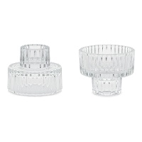Glazen kandelaar 2 in 1 van 6,5 x 5,5 cm - 4 stuks