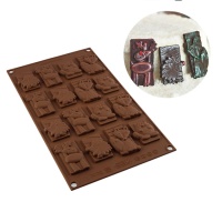 Bosdieren chocoladevorm van siliconen 17 x 29,5 cm - Silikomart - 16 holtes