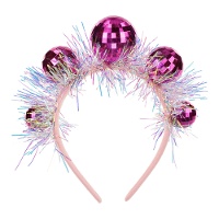 Roze disco diadeem van 17,5 cm