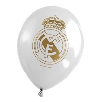 Latex ballonnen van Real Madrid met gouden embleem - 6 stuks
