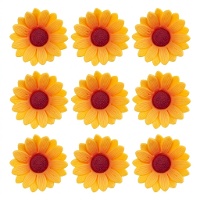 Gele margriet suikerfiguren 6,5 cm - Dekora - 12 stuks