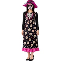 Catrina-skeletkostuum met hoed voor dames