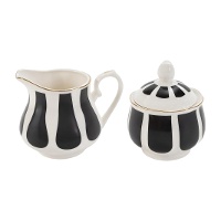 Suikerpot en melkkan Excellence zwart-wit
