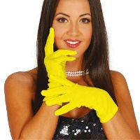 Korte gekleurde handschoenen van 20 cm