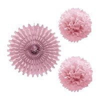 Waaierhanger met gekleurde pompons - 3 stuks