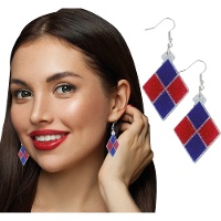 Ruitvormige oorbellen in Harley Quinn-stijl