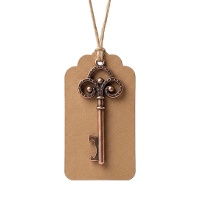 Bronskleurige vintage opener met kraft label - 1 stuk