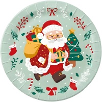 Set van 8 borden met de kerstman uit de Liragram-collectie