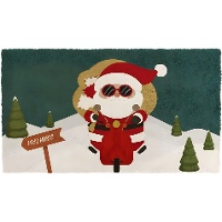 Kerstdeurmat met de Kerstman op een motor