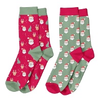 Groene en rode Kerstman sokken - 1 paar