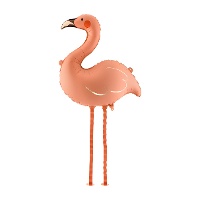 Koraalkleurige flamingo-ballon met pootjes 67 x 67 cm