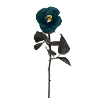 Blauw met zwarte roos bloem met kattenoog 42 cm