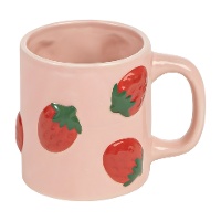 Roze coquette-mok 410 ml met aardbeien
