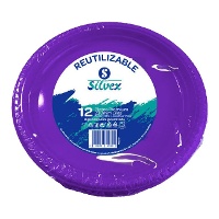 Kleurrijke plastic borden - 12 stuks van 23 cm