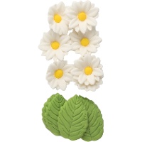 Suikerdecoraties madeliefjes en bladeren - Dekora - 12 stuks