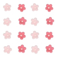 Roze getinte madeliefjes suikerfiguurtjes van 1,4 cm - FunCakes - 64 stuks