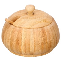 Bamboe suikerpot met lepel