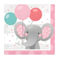 Servetten van Elephant Baby van 12,5 x 12,5 cm - 16 stuks