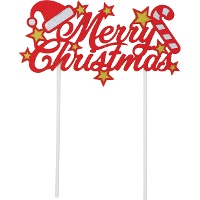 Rode Merry Christmas-taarttopper van 16 x 24 cm