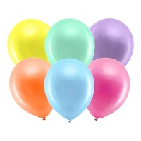 Regenboog Metallic Latex Ballonnen 23cm - PartyDeco - 10 stuks