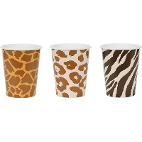 Papieren safari-bekers met print 220 ml - 6 stuks