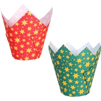 Papieren tulbandcapsules voor kerstmuffins met gouden sterren - PME - 24 stuks