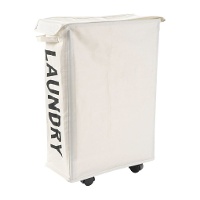 Waskorf met wielen 39 x 20 x 57 cm - naturel