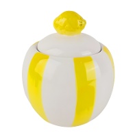 Suikerpot met gele en witte strepen
