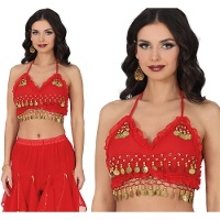 Rode top met gouden muntjes