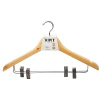 Houten kleerhangers met broekklem - 2 stuks