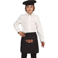 Kinder kastanjeverkopersset met baret en schort