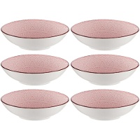 Mandala roze diepe schaal van 20 cm steengoed - Vessia - 6 stuks