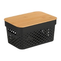 Geperforeerde doos van 26 x 17,5 x 12,5 cm met bamboe deksel - 1 stuk