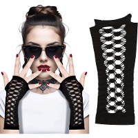 Zwarte gothic opengewerkte handschoenen