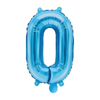 Foliebal cijfer 0 blauw 35 cm - PartyDeco - 1 stuk