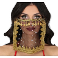 Transparante zwarte sluier met munten