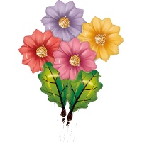 Boeket van bloemen en bladeren - 6 stuks