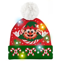 Verlichte kerstmuts met kerstelfmotief