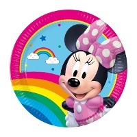 Minnie Regenboogbordjes 20 cm - 8 stuks