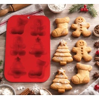 Siliconen bakvorm met kerstmotieven, 17 x 26 cm - 6 vakken