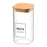 Borosilicaatglas pot van 1,2 L met bamboe deksel voor Pasta