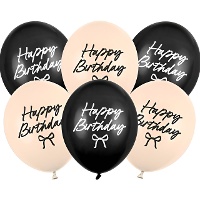 Latexballonnen Elegant Happy Birthday 30 cm - 6 stuks