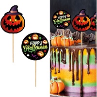 Picks voor cupcakes van Happy Halloween van 6 cm - 12 stuks