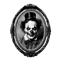 Zelfklevende wanddecoratie van een clownsschilderij van 30 x 23 cm